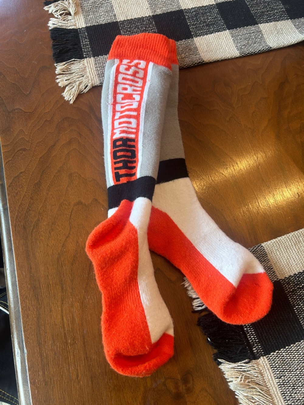 Thor Orange, White & Black Motocross Socks with Logo